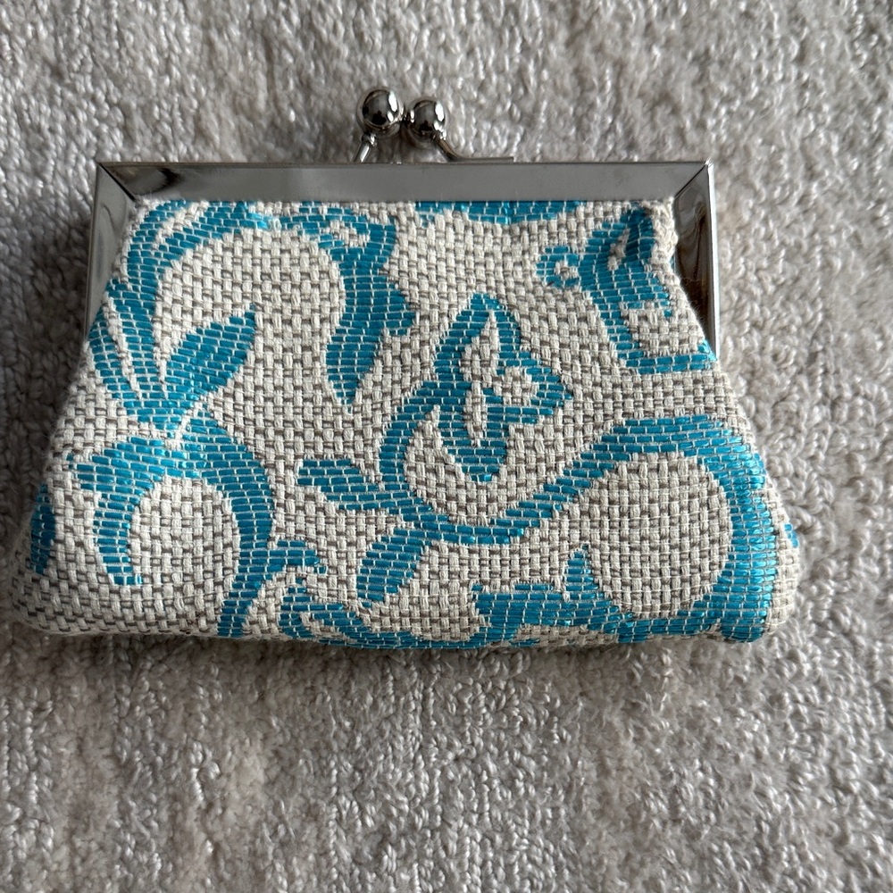 Elegant Blue and Cream Clutch